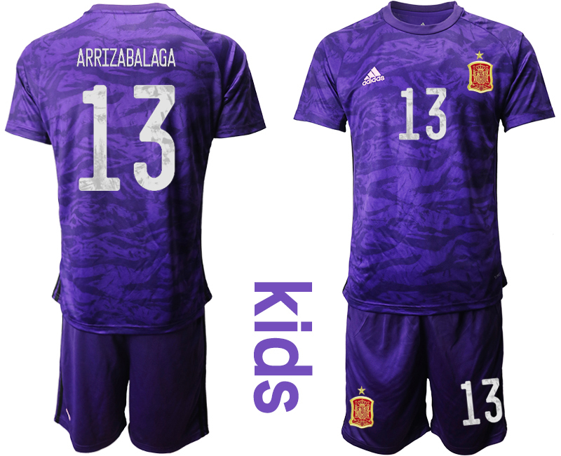 2021 European Cup Espana purple goalkeeper Youth #13 soccer jerseys